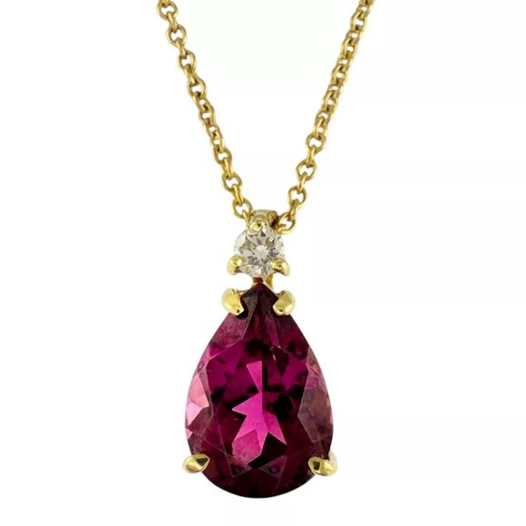 Tiffany & Co. Jewelry - TIFFANY&Co. Necklace K18 yellow gold garnet diamond drop used